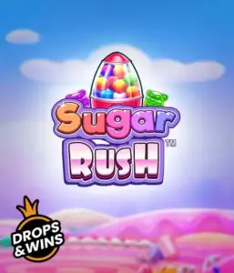 Experience the delightful world of Sugar Rush by Pragmatic Play, showcasing a colorful candy dispenser on a whimsical candy landscape. This image evokes the fun and excitement of the game, enhanced with vivid candies and engaging typography. Perfect for those with a sweet tooth, promising hours of fun. 